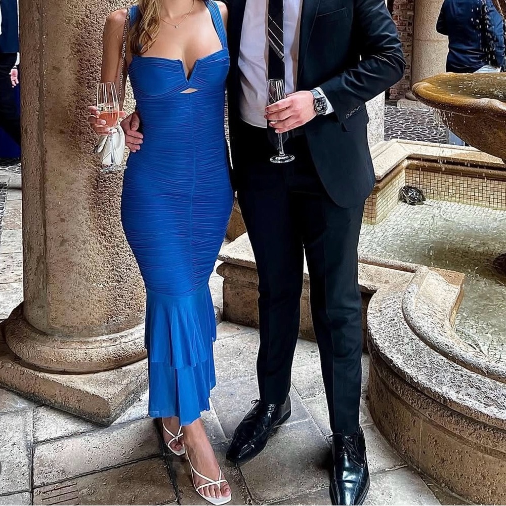 Hello Molly Vibrant Blue Ruched Maxi Dress